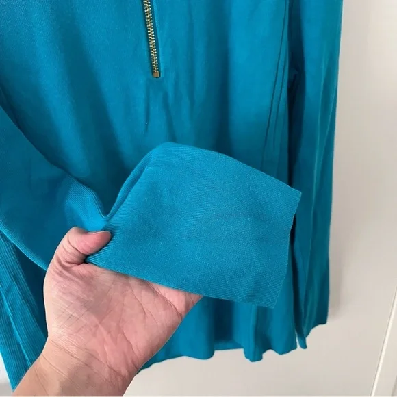 INC International Concepts Teal Quarter Zip Ribbed Sweater XXL - Picture 5 of 11